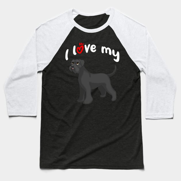 I Love My Giant Schnauzer Dog Baseball T-Shirt by millersye